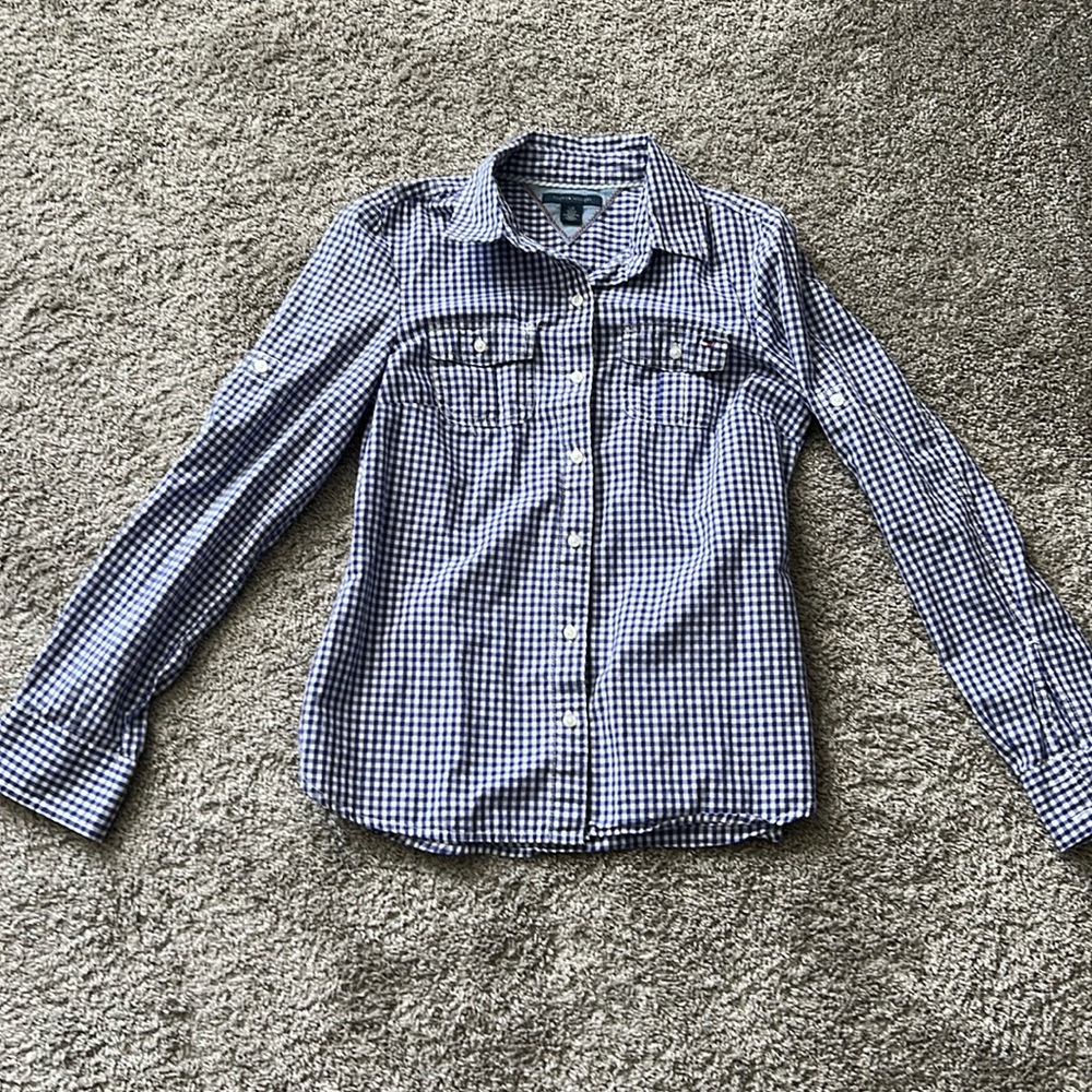 Tommy Hilfiger S ladies button up blue/white check